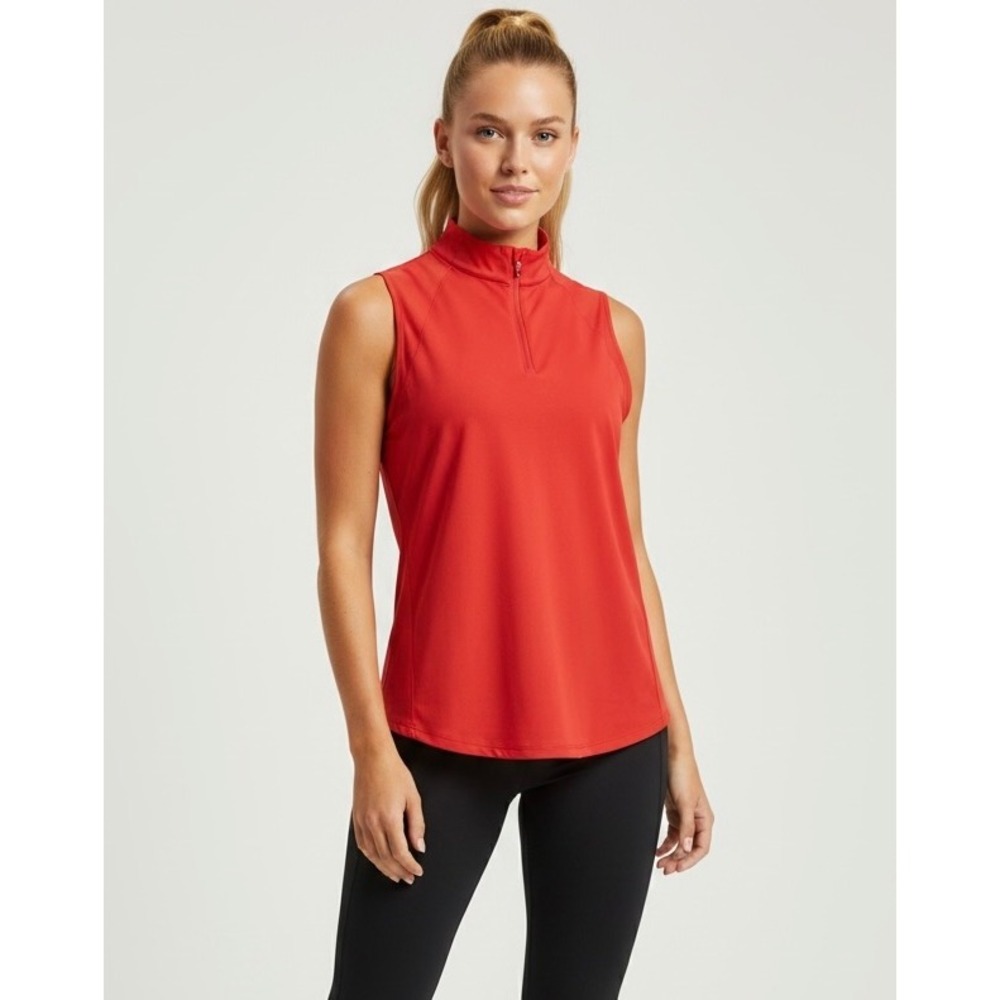 Adidas Women Red Sleeveless Quarter Zip Golf Performance Top Size XL